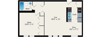 1 Bedroom Floor plan at Reside at 2727 Apartments, IL, 60614