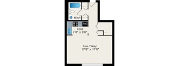 studio floor plan at Reside on Pine Grove