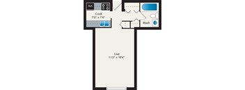 studio floor plan at Reside on Pine Grove