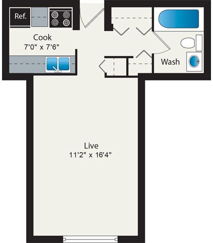 studio floor plan at Reside on Pine Grove