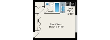 studio floor plan at Reside on Pine Grove