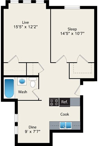 1 Bedroom - Large Floorplan at Reside at 823
