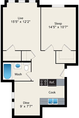 1 Bedroom - Large Floorplan at Reside at 823
