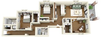 floor plan at the Belmont by Reside Flats