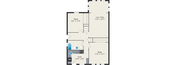 2 bedroom floor plan at 5425 N Clark Apartments