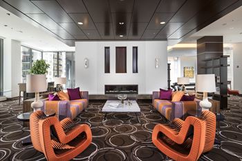Lounge with Fireplace at State & Chestnut Apartments, Chicago, 60610