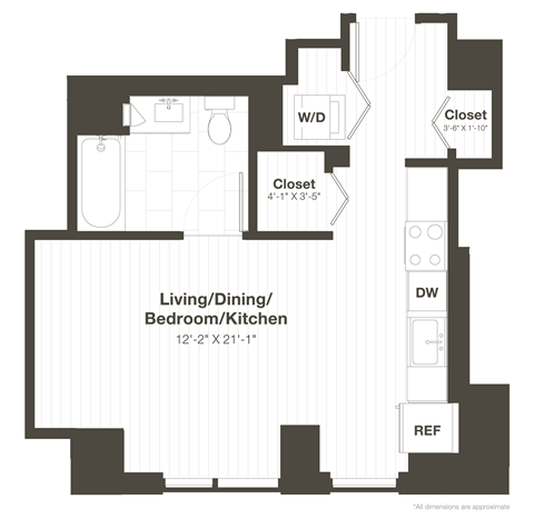 Studio Apartment State and Chestnut in Gold Coast Chicago