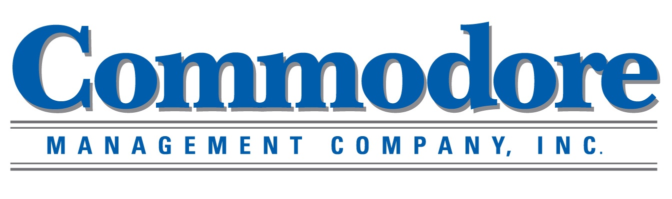 The image is a logo of a company named Commodore Management Company, Inc.