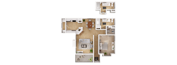 A set of four floor plans for a house.