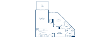 A blueprint of a house layout with labeled rooms and dimensions.