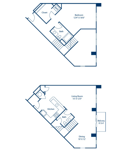 A blueprint of a house with two different floor plans.