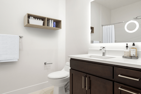 A white toilet sits next to a sink in a bathroom.
