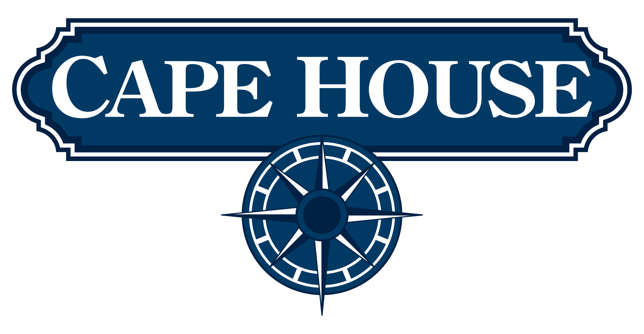 A logo with a compass rose and the words "Cape House" in the center.
