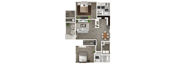A floor plan of a house with a kitchen, living room, and bathroom.