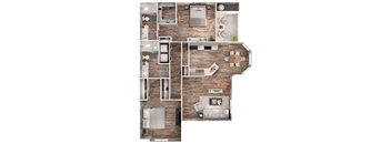 A detailed floor plan of a residential apartment layout.