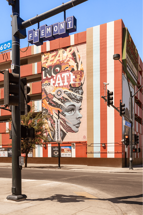 A mural on a building in Fremont Street.