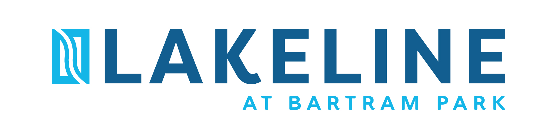 The image shows a logo with the text "LAKELINE AT BARTRAM PARK".
