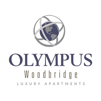 The image is a logo for Olympus Woodbridge Luxury Apartments.