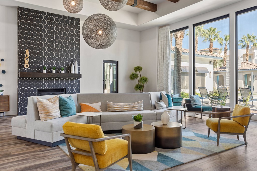 A living room with a fireplace and a couch.