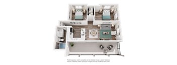 A floor plan of a house with three bedrooms, a living room, a kitchen, and a bathroom.