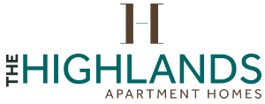 The Highlands Apartment Homes logo with a black background.
