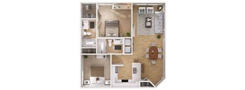 A series of images showing different layouts of a small apartment.