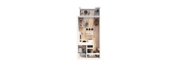 A dollhouse with a white background and a green border.