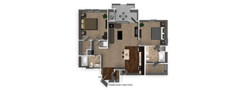 A floor plan of a house with a garage access in select homes.