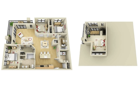 Two images of a floor plan of a house.