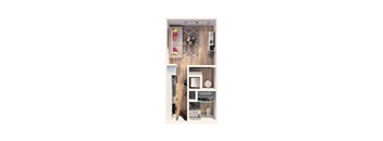 A white cabinet with a glass door and shelves with various items on it.