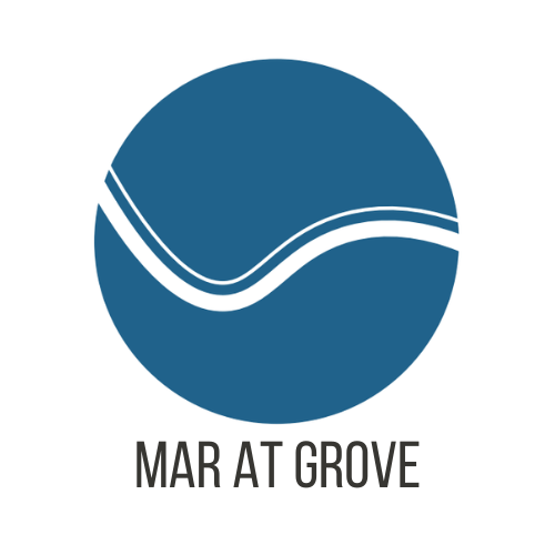 A blue circle with a white line and the words "Mar at Grove" written below it.