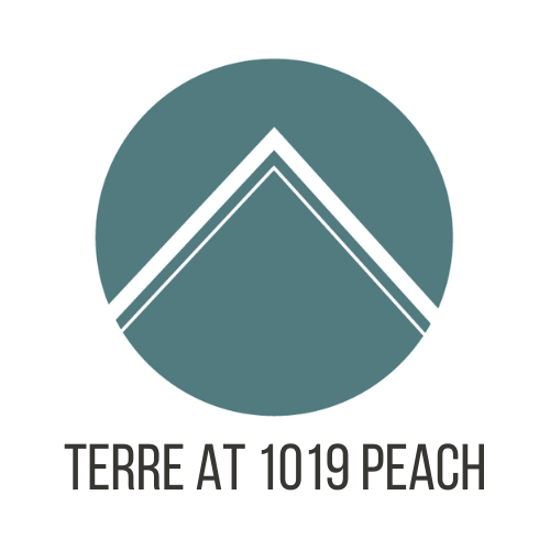 A logo with the text "TERRE AT 1019 PEACH" below it.
