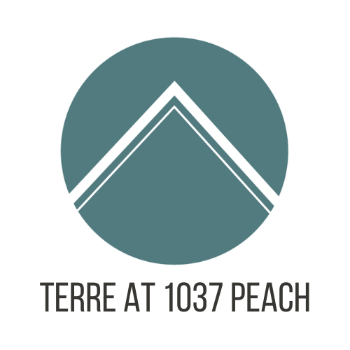 A logo with the text "TERRE AT 1037 PEACH" below it.