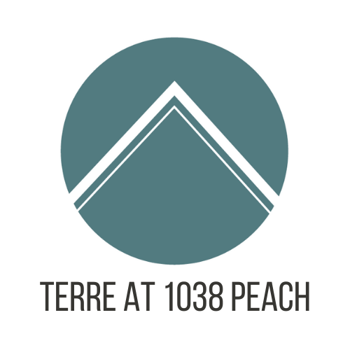 A logo with the text "TERRE AT 1038 PEACH" below it.