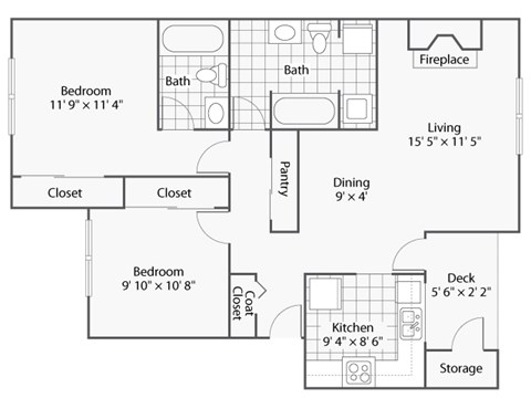 A black and white image of a floor plan for a house.