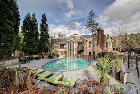 A large house with a pool in the backyard.