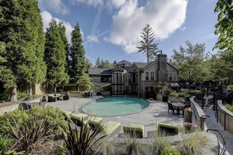 A large house with a pool in the backyard.