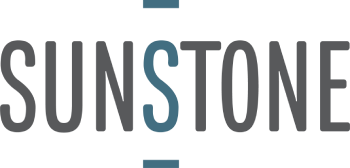 The image shows the word "SUNSTONE" in large, bold letters.