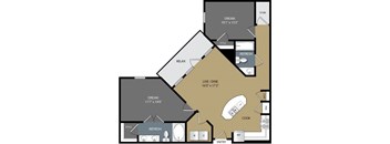 A floor plan of a house with labeled rooms such as RELAX, REFRESH, and COOK.