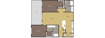 A floor plan of a house with a dining room, kitchen, and living room.