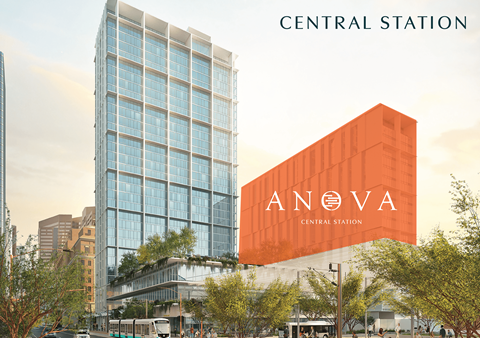 A modern building with the words "Central Station" and "Aneva" on it.