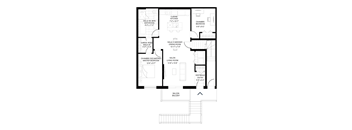 A black and white image of a house floor plan.