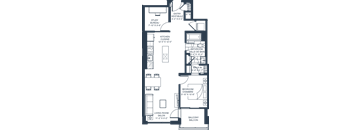 A floor plan of a house with a study, kitchen, living room, and bathroom.