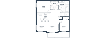 A floor plan of a house with a kitchen, living room, dining room, and bedrooms.