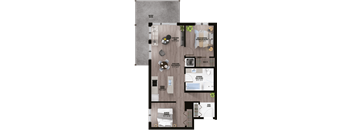 2D floor plan with two bedrooms at Kanata Lakes Apartments, Ottawa, Ontario