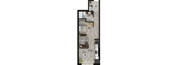 A floor plan of a house with a living room, dining room, kitchen, and bathrooms.