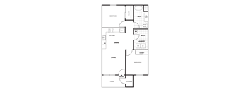 A black and white floor plan of a house with labeled rooms.
