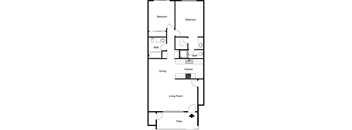 A floor plan of a house with labeled rooms.