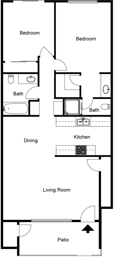 A floor plan of a house with labeled rooms.