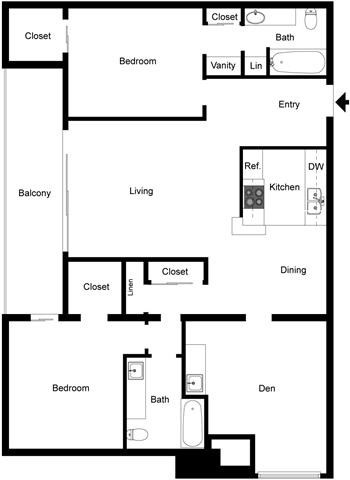 A black and white image of a floor plan for a house.